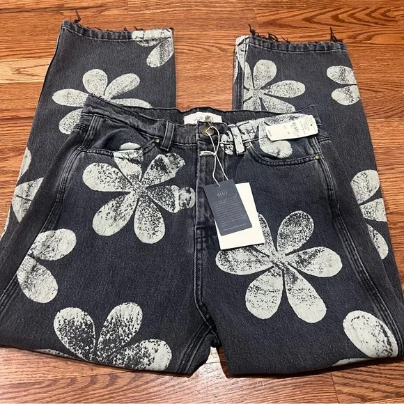 $395 The Great The Hero Black Daisy Stamp Jean Women's Size 25 Made In Usa - Picture 16 of 16